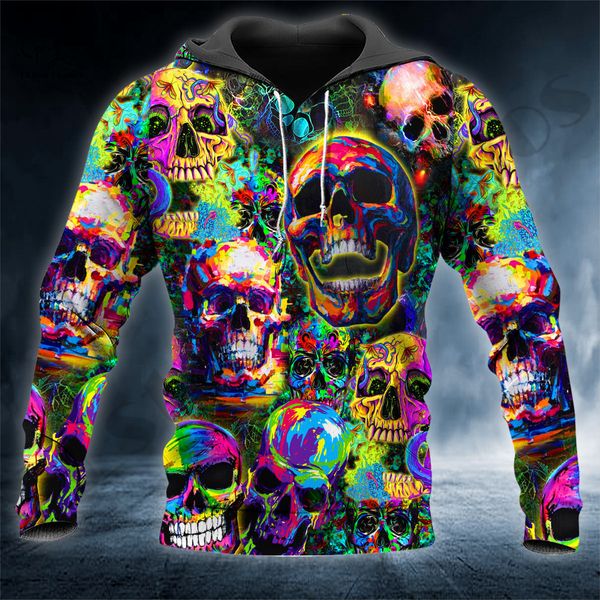 

men's hoodies sweatshirts plstar cosmos est 3dprint colorful abstract trippy skull gift harajuku streetwear casual unique hoodiessweats, Black