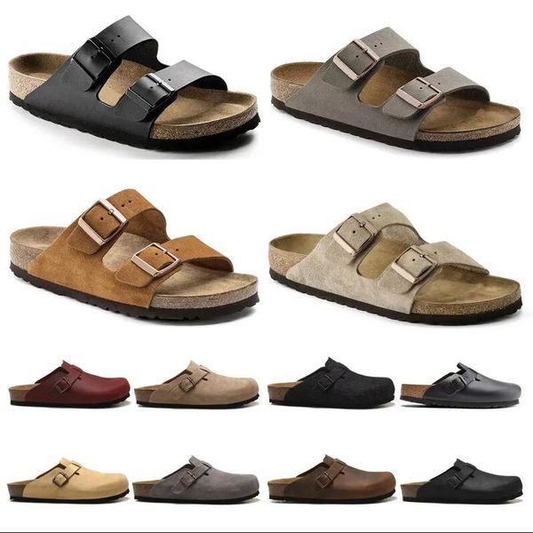 

sandals designer birks boston clog arizona gizeh men women summer autumn summer slippers leather felt sliders outdoor indoor buckle strap fl, Black