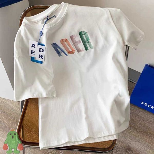 

men's t-shirts colorful letter embroidered 100 cotton ader short sleeve tshirt oversize j230208, White;black