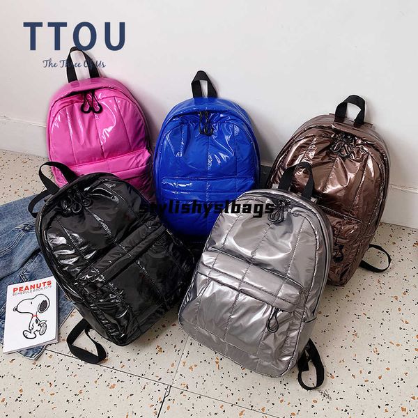 

backpack fashion space pad cotton women backpack winter fluffy solid school bag big quilted female sports backpacks lady nylon padded bag 02