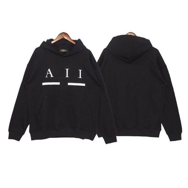 

mens hoodies sweatshirts designer for men hooded am print hip hop women pullvoer long sleeve loose, Black