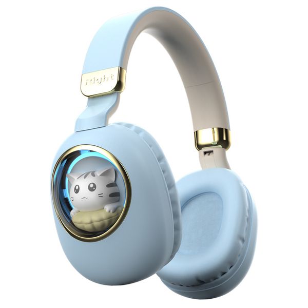 

Headwear Bluetooth Headphones Light Cartoon Cat Wireless Headset Girls Stereo Gaming Wired Headsets Earphones, Green