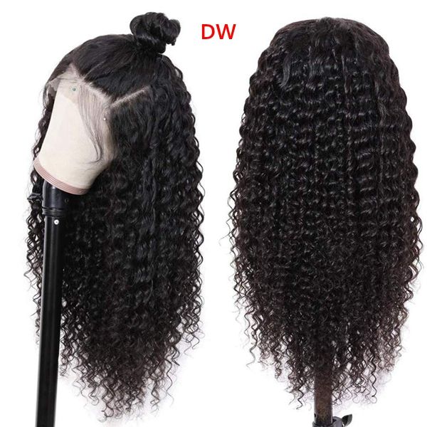 

13x6 virgin hair transparent lace front wig deep wave 150% density, Black;brown