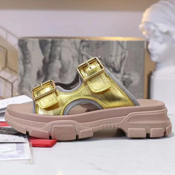 

slippers womens height shoes 4cm soft flat open toe golden sandals designer factory summer classic beach shoe our size is 35-40, Black