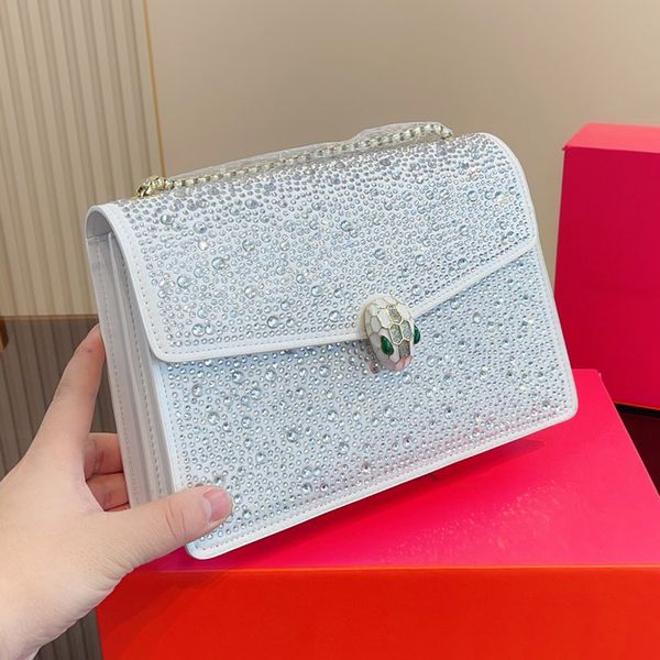 

bags totes handbag designer bag comen classic imitation brand multi color splicing shiny diamond chain shoulder bag versatile commuter party