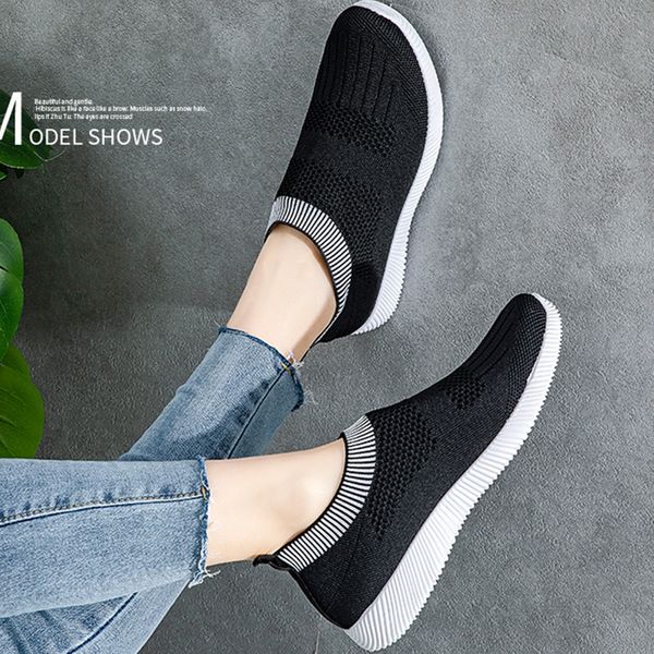 

outdoor sports womens running shoes socks shoes sneakers slip-on yellow black white durable lightweight fashion fly knit lazy shoes casual t