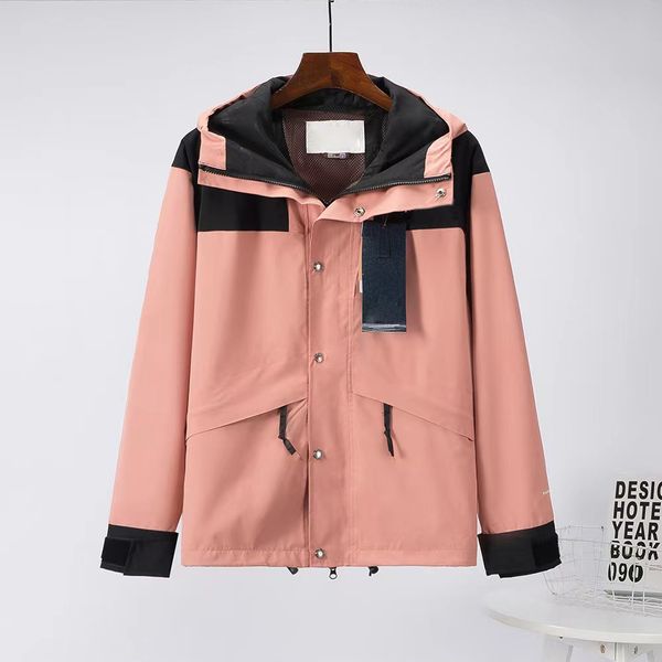 

women designer jacket men windbreakers retro snow mountain commemorative version waterproof windproof breathable adjustable hoodie couple ou, Black;brown