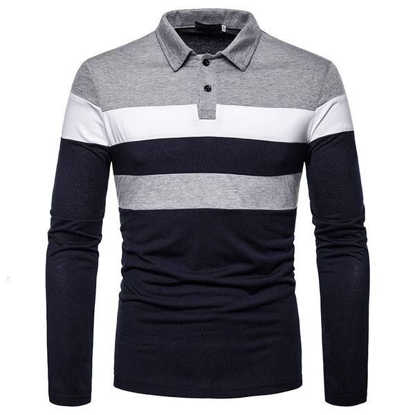 

mens polos spring and autumn chest twocolor stitching longsleeved lapel tshirt thin european size polo shirt 230207, White;black