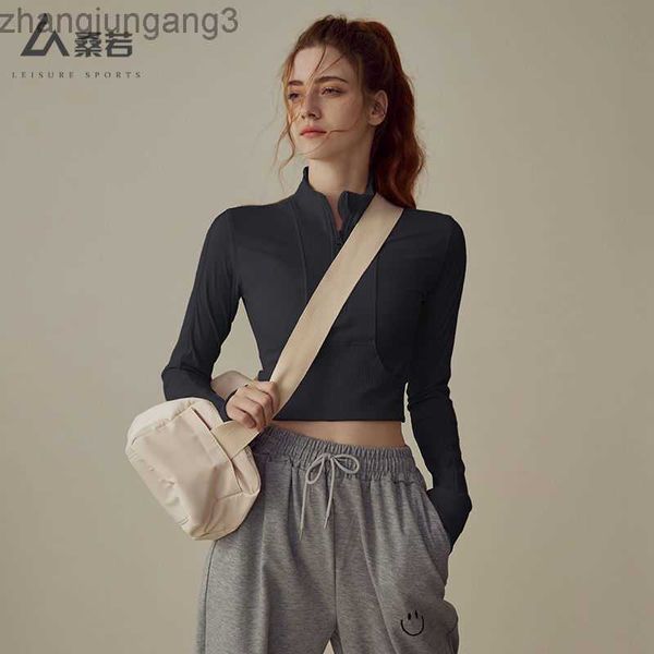 

women's fitness suit slimming half zip autumn running pilates training yoga long sleeve, White