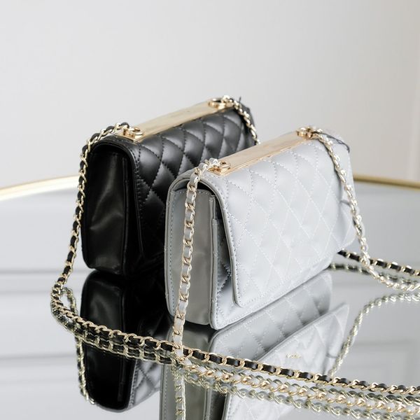 

european and american famous brand layer cowhide versatile chain bag fashion women's style fortune bag cross shoulder diamond grid fema