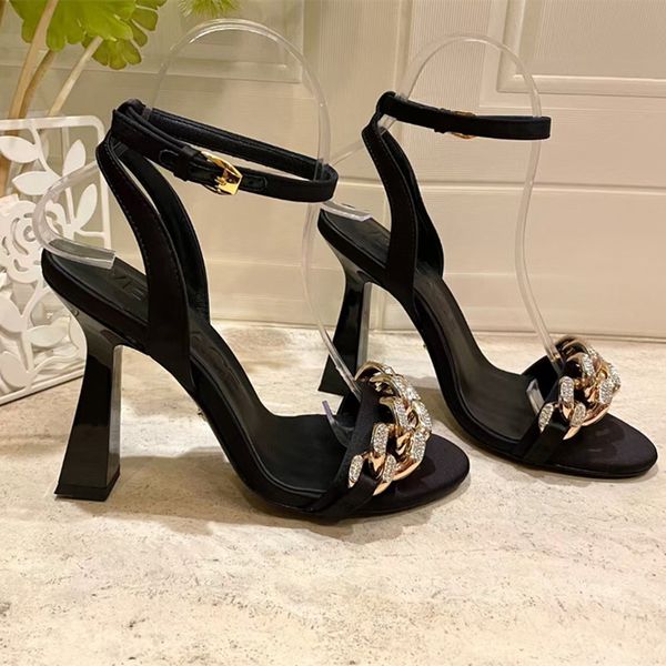 

crystal jewelry fashion ankle strap sandals to wear high heels stiletto heels for women's shoes in the evening party, open-toed shoes c, Black
