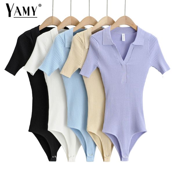 

women s jumpsuits romper s summer clothing bodysuit women bodycon bodysuits black short sleeve outfit fashion polo shirt 230208, Black;white