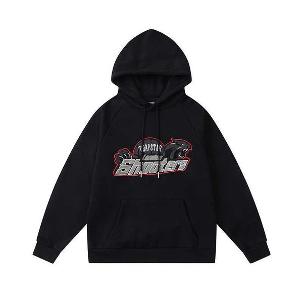 

trapstar blue towel embroidered hoodie men women hooded pullover, Black