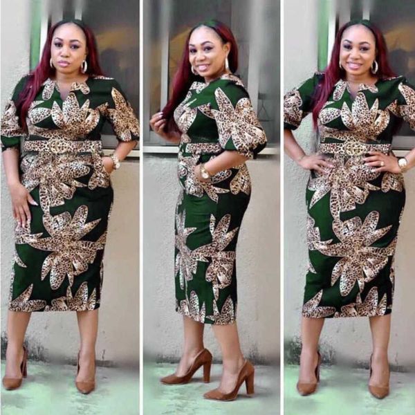 

casual dresses apparel large women's leopard print dress printed slim wrap hip skirt pile sleeve with belt 0111, Black;gray