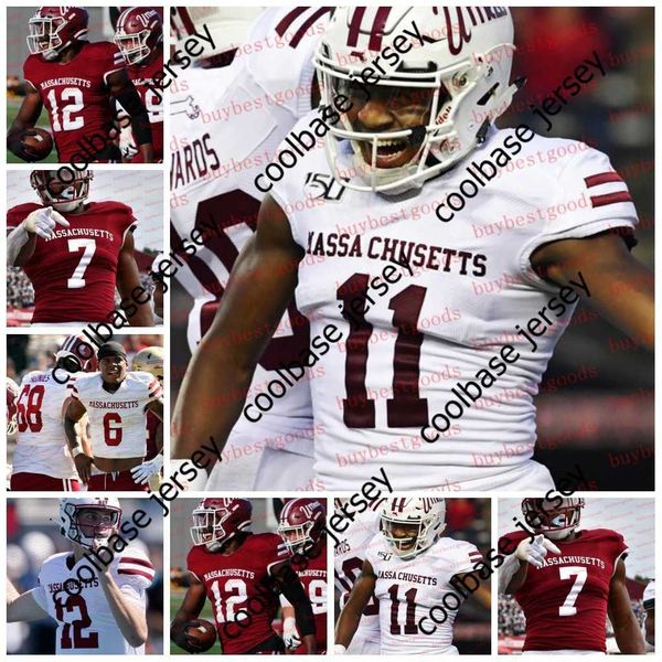 

custom ncaa umass football jersey umass minutemen jerseys 21 te'rai powell 70 joe horn nahji logan louce julien tristan armstrong ellis, Black;red