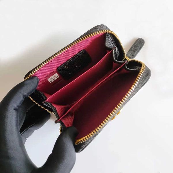 

brand designer change purse card pack cow pickup bag small fragrant card bags zero wallet zipper multi slot and portable leather document ba, Red;black