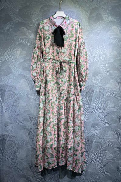 

2023 spring new style dress elegant royal sister polo print long, Black;gray