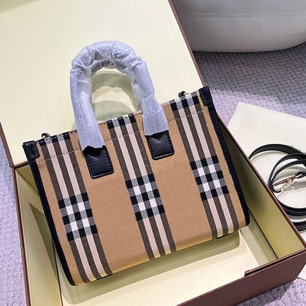 

check handbag tote bag women shoulder crossbody bags leather strap canvas gold hardware fashion letters wholesale founder handbags purse