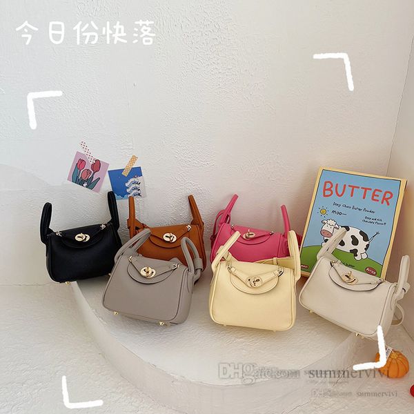 

children handbags 2023 kids litchi grain pu leather one shoulder bag fashion kids messenger doctor bags z0023, Black