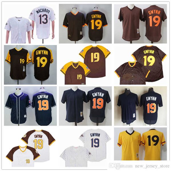 

movie mitchell and ness baseball 19 tony gwynn jerseys vintage stitched 13 manny machado jersey breathable sport white navy blue 1982 brown, Black