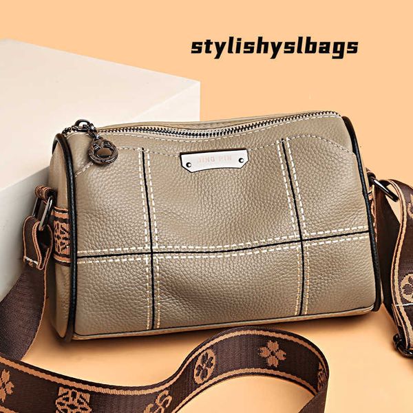 

totes women genuine leather handbags luxury designer 3 layers cow leather shoulder crossbody bags ladies large capacity messenger bag 020823