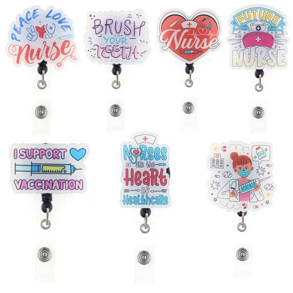 

10 pcs/lot key rings mix style medical series peace love nurse nursing student badge reel for healthcare worker accessories badge holder, Slivery;golden
