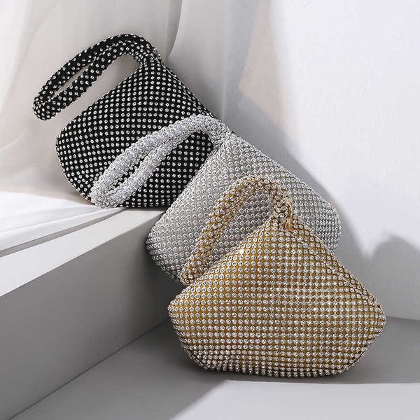 

totes bag dinner bag pure handmade rhinestones bags handbags mine evening hand held banquet women s hand small 230208