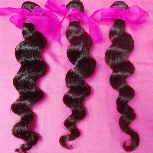 

brazilian loose spiral curl bundles virgin hair extensions 3pcs/lot human hair weave natural color hair, Black