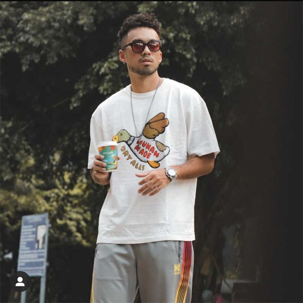 

men's t-shirts human made tshirt men women cartoon xx mallard printed short sleeve bamboo cotton cylinder human made round neck tshirts, White;black