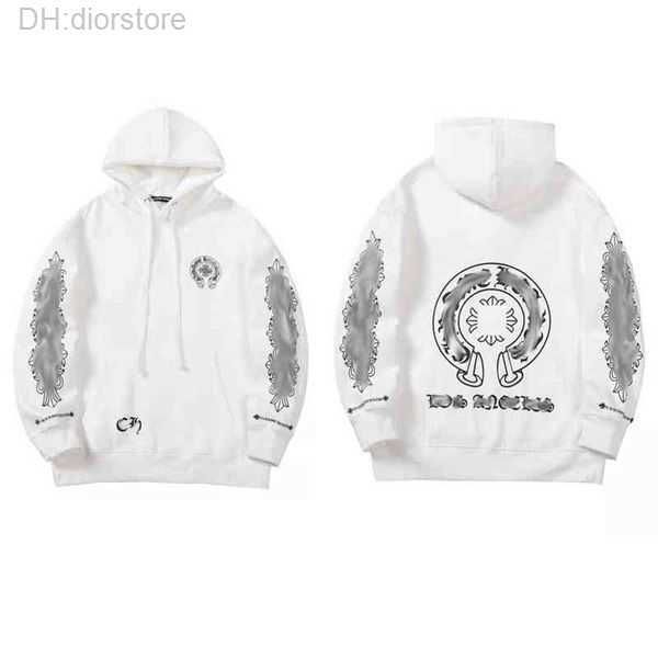 

luxury classic men's heart sweatshirts brand ch designer chromes hoodie fashion men women horseshoe sanskrit loose zipper jacket pullov, Black