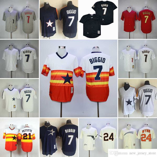 

movie mitchell and ness baseball 7 craig biggio jerseys vintage stitched 24 jimmy wynn 1964 cream 21 andy pettitte orange 1980 red 2002-2012, Black