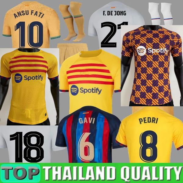 

lewandowski 4th soccer jerseys 22 23 pedri gavi fc ferran camiseta de futbol raphinha 2023 ansu fati football shirt memphis kits men kids ba, Black;yellow