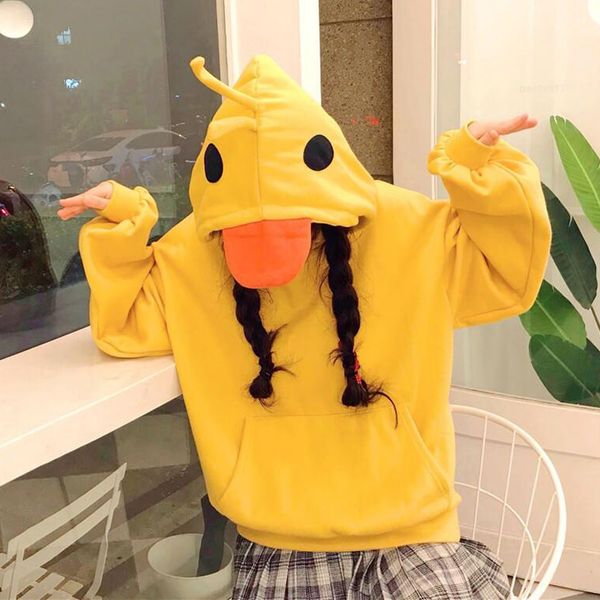 

women s hoodies sweatshirts autumn winter harajuku sweatshirt cute cartoon graphic print ladies hoodie ducks street women pullover yellow 23, Black