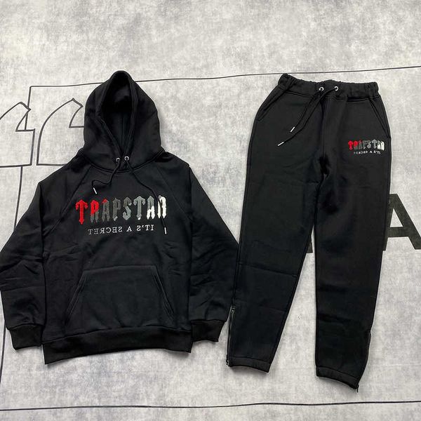 

trapstar london 1 1 towel embroidered hoodie men women 2022fw autumn winter hooded set suit black gray