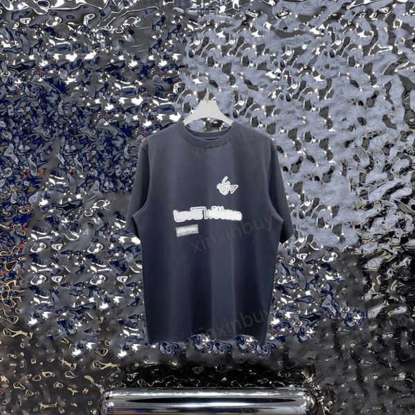 

xinxinbuy men designer tee t shirt 23ss paper plane 00 print letter short sleeve cotton women white black xs-2xl, Black;brown