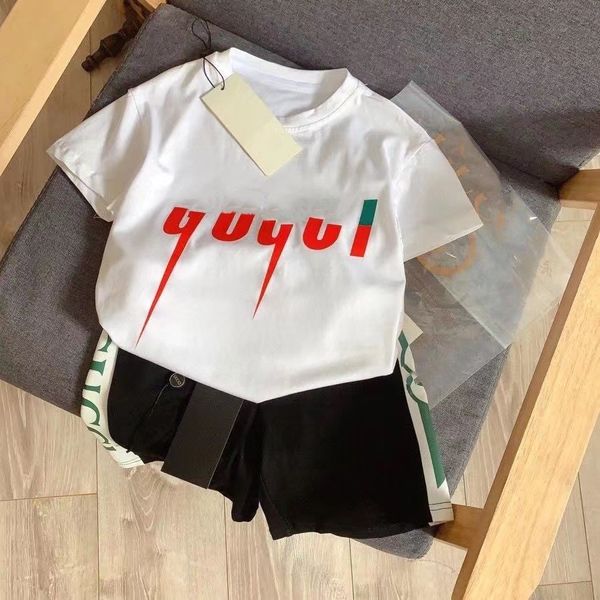 

baby set 2pics kids clothers kid designer sets toddler t shirt clothing boys girls tracksuits short sleeve suits luxury summer shirt classic, White