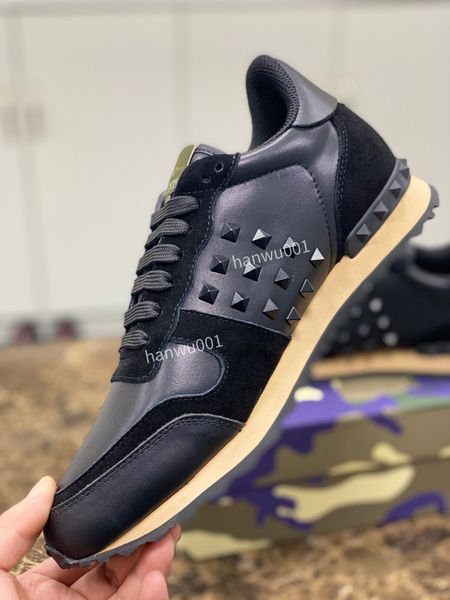 

classic white casual dress shoes leather lace-up sneaker lady designer running trainers letters shoe flat rivet men sneakers size38-46, Black