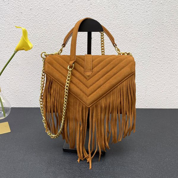 

tassel cross body bag faux suede shopping chain handbags shoulder flip underarm women bags handbag purse pouch wallet clamshell metal letter