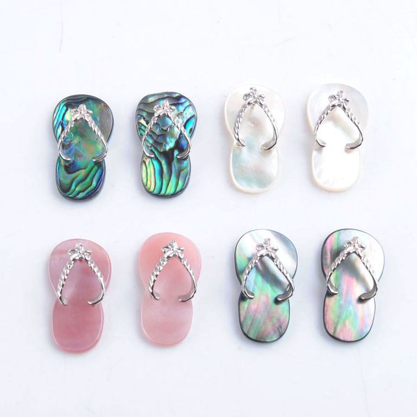 

wojiaer natural abalone shell small size pink white sandals pendants seashell pendant for diy jewelry making earrings pair bv930, Black