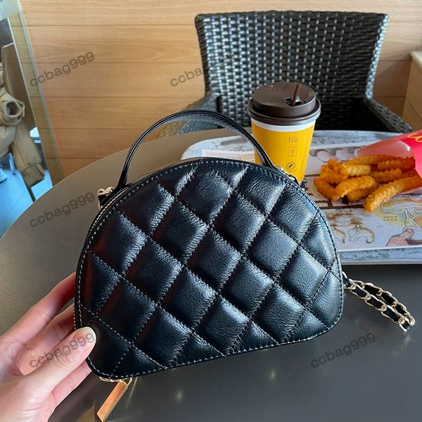

famous designer cowhide dumpling bags diamond quilted leather portable tote handbags ladies large capacity semi-round cosmetic clutch bag va