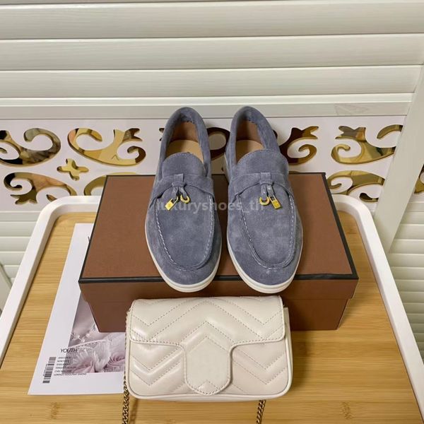 

designer sneakers loro men shoes summer walk moccasin shoes suede leather shoes luxury lock sneaker women party flat comfort loafers gbfi, Black