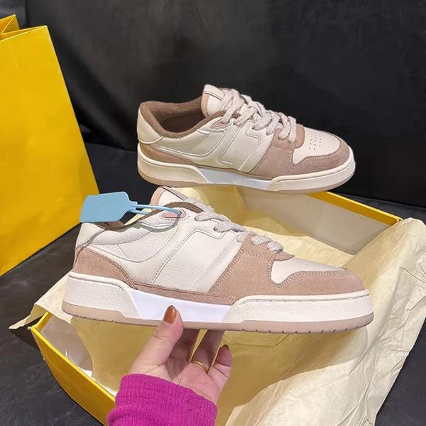 

fashion italy women casual shoes low calfskin suede sneaker white pink black designer platform suede splice leather sneakers