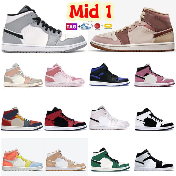

mid 1 basketball shoes retro jumpman 1s light smoke grey se dark pony smoky mauve se spective hyper royal barely rose men sneakers chicago t