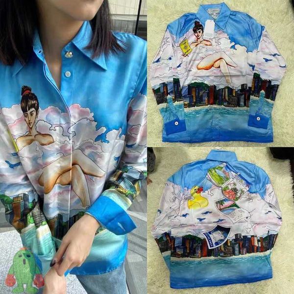 

men's t-shirts casablanca fashion funny full print beautiful girl long sleeve summer shirt j230208, White;black