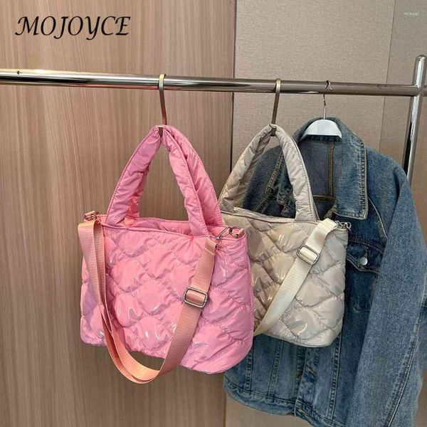

shoulder bags women crossbody bag solid color nylon cotton-padded handle casual zipper winter fashion ladies large tote
