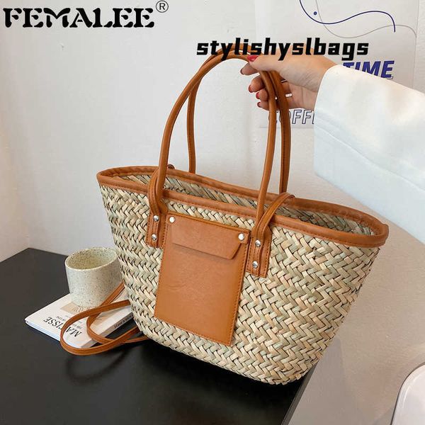 

totes summer handmade bags for women new large capacity straw bags woven basket bolsa tote handle handbags lady beach hand bags 020823h