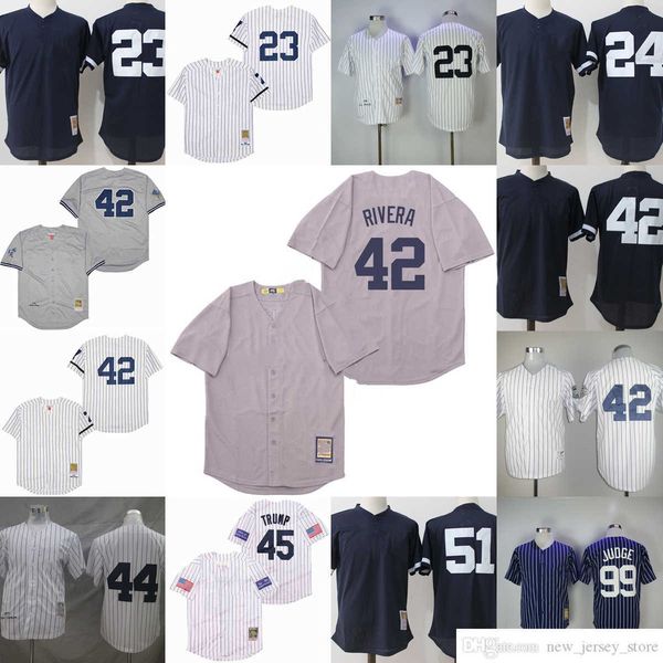 

movie mitchell and ness baseball 23 don mattingly jerseys vintage stitched 42 mariano rivera 44 reggie jackson 99 aaron judge 51 bernie will, Black
