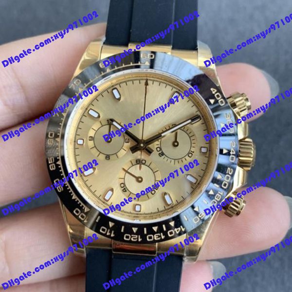 

mens watch asia 2813 automatic mechanical m116518 watch 40mm champagne dial natural rubber strap without chronograph men's watches 1165, Slivery;brown