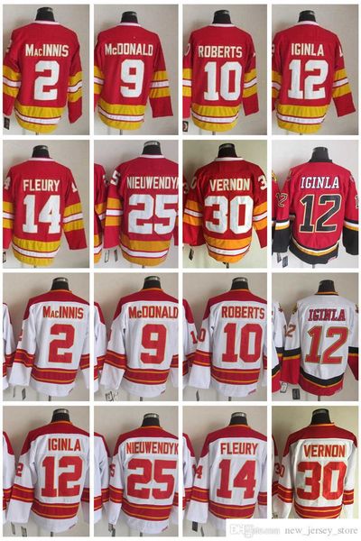 

1972-1999 movie retro ccm hockey jersey embroidery 9 lanny mcdonald 10 gary roberts 12 jarome iginla 14 theoren fleury 25 joe nieuwendyk 30, Black;red
