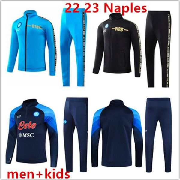 

22 23 ae7 d10s napoli tracksuit jacket soccer jersey zielinski 2022/23 ssc naple long zipper set veste training suit uniform survetement, Black